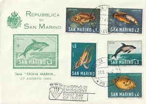 1966 San Marino FDC cover Fishes - Picture 1 of 2