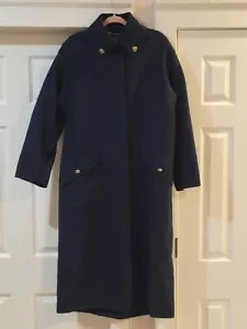 LOUIS FERAUD VINTAGE 70S WOOL LONG COAT NAVY BLUE SIZE 8 Made in West Germany - Picture 1 of 13
