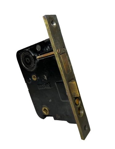 Antique Russell Erwin Co Entry Door Lock Brass & Iron Mortise 7 3/8 X 1” Face Cover