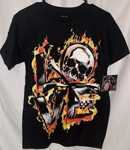 Herren T-Shirt Gr. Small Kodak schwarz Totenkopf & gekreuzte Knochen LOVE neu mit Etikett - Bild 1 von 6