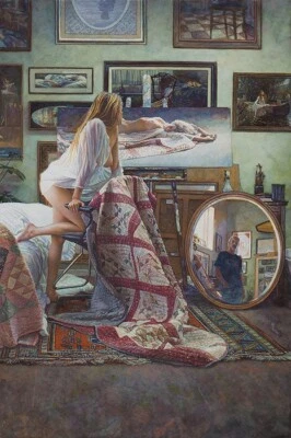 Steve HANKS In The Artist's Studio LTD Edition art CANVAS Numbered Nude woman - Image 1 of 4