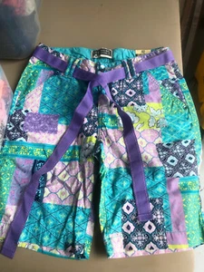 Nuevo con etiquetas Pantalones Cortos Route 66 Talla 14 Diseño Multicolor Patchwork con Cinturón - ¡Cintura Ajustable! - Imagen 1 de 4