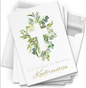 Einladungskarten / Einladung Konfirmation / 1x Klappkarte innen weiß - Lesen! - Bild 1 von 3