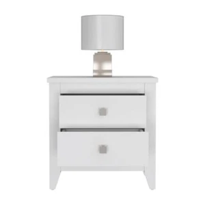 24 White Two Drawer Faux Wood Nightstand - Picture 1 of 1