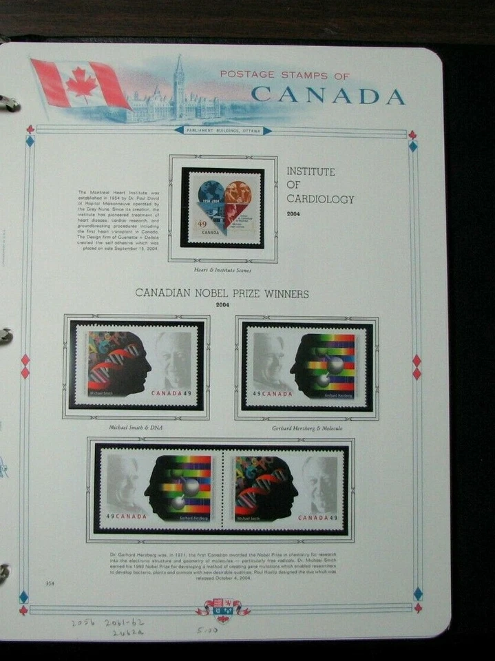 Canada Stamp Scott#  2056,2061-62,2062a Nobel Prize Winners 2004  MNH L306 - Image 1 of 1