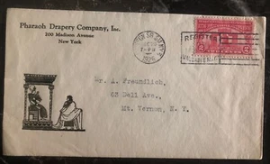1926 New York USA Pharaoh Drapery Co Commercial Cover To Mt Vernon NY Xmas Seal - Picture 1 of 2