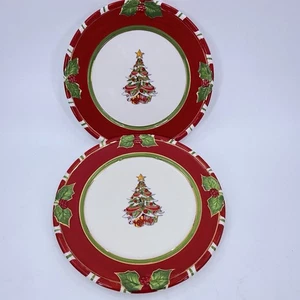 2 CHRISTOPHER RADKO LETTERS TO SANTA Home For The Holidays Dinner Plates 11" - Picture 1 of 5
