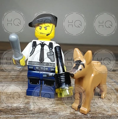 **NEW** 100% LEGO Security Guard Minifigure - City Bodyguard w/ Watchdog - Image 1 of 4