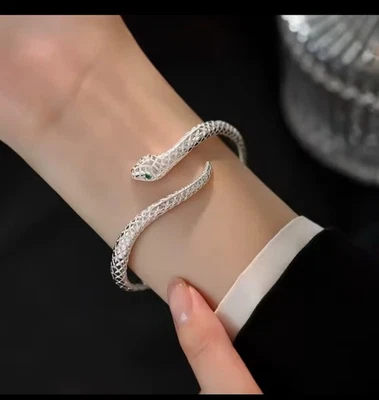 925 Sterling Silver Snake Shape Bracelet for Woman Trendy Pretty Jewellery Gift - Image 1 of 4