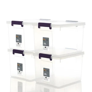 Cajas de almacenamiento de plástico transparente con tapas - Juego de contenedores apilables 20L 35L 50L 70L - Imagen 1 de 40