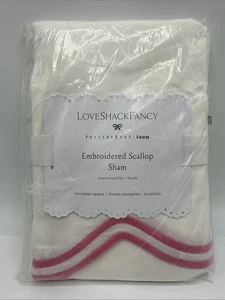 Pottery Barn Teen LoveShack ausgefallen bestickte Jakobsmuschel rosa Schein Euro 26 Zoll NEU! - Bild 1 von 3