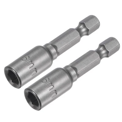 2 peças 1/4" haste sextavada de troca rápida 6mm porca magnética broca driver comprimento 1,89" - Imagem 1 de 4