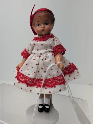 5” Vintage Repro Effanbee Doll “Wee Patsy" Vinyl Redressed Red Polka Dot #T - Image 1 of 4