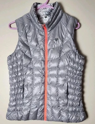 Chaleco de plumón Obermeyer para mujer M extra ligero plateado reversible 18,5"x25" Foto 1 de 4
