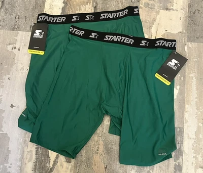 2 Men's NWT Starter  Standard Length Compression Boxers Briefs XL (40-42) Green - Image 1 of 3