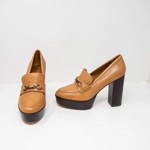 Paige Masha Echtleder Bit Loafer Plateau Pumps hochhackige Schuhe braun hellbraun 8,5 - Bild 1 von 4