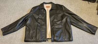 Chaqueta Bomber Izod Hombre Marrón Oscuro Cuero Genuino Talla XXL Foto 1 de 4