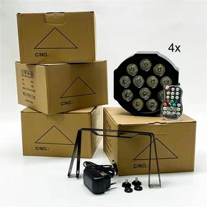 Luz de escenario GdjRttk, 4 piezas LED, batería RGBWA + UV 6 en 1 LED, 12 LED recargable - Imagen 1 de 10