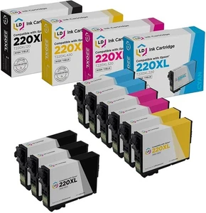 LD Replacement Epson T220XL HY Ink: 3 Black, 2 Cyan, 2 Magenta & 2 Yellow - Picture 1 of 9