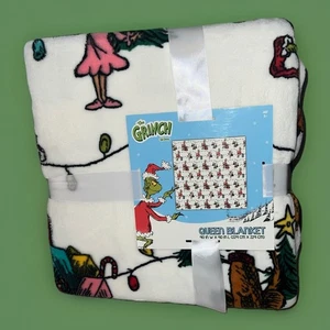 Manta de felpa Dr. Seuss The Grinch Queen 90x90" poliéster luces de Navidad regalos - Imagen 1 de 8