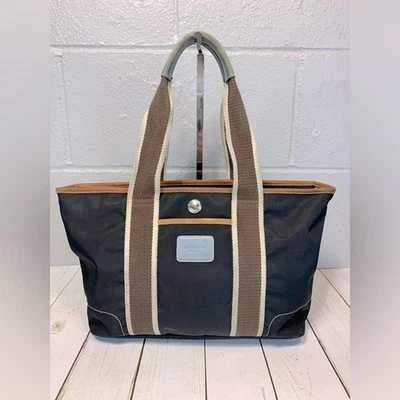 Coach Mini Hampton Tote Black Brown Blue Nylon Leather Accents 6261 - Изображение 1 из 4