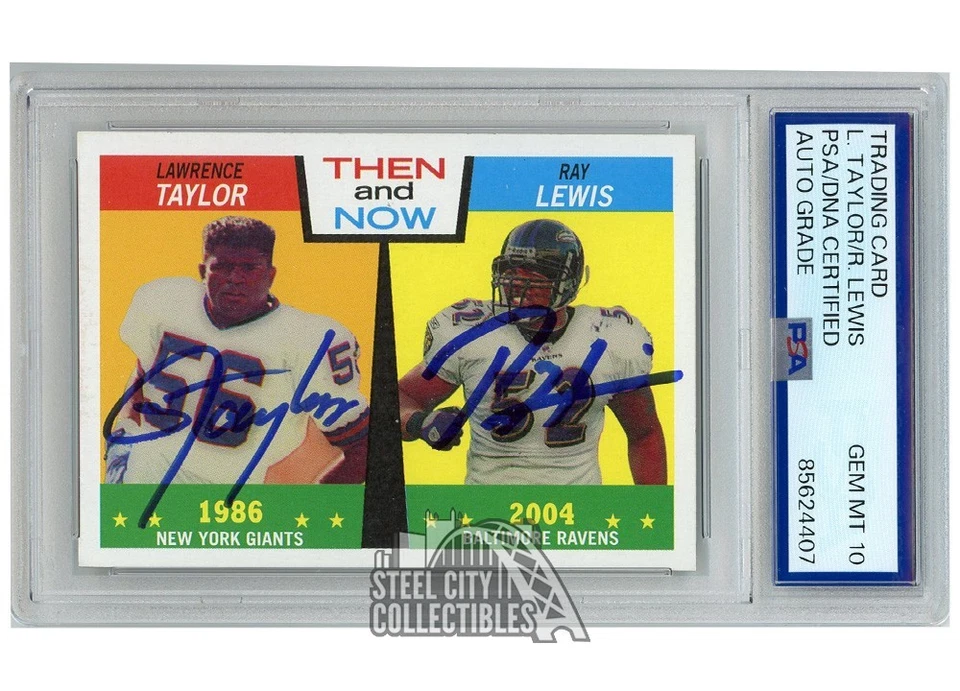 Ray Lewis Lawrence Taylor 2005 Heritage Then and Now Dual Auto #TN8 PSA/DNA 10 - Image 1 of 1