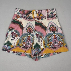 MAISON D’AMELIE Linen blend shorts Colorful floral Belted Cuffed Size 6 - Picture 1 of 7