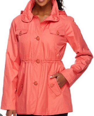 Chaqueta de Lluvia DENNIS BASSO Rosa con Capucha Extraíble Talla Mediana Forro Floral Foto 1 de 4