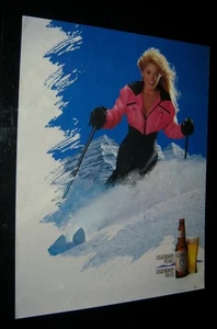 Original 1989 PRETTY GIRL SKIING COORS BEER Promo Poster - Picture 1 of 1