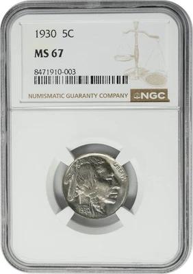 1930 Buffalo Nickel 5c MS67 NGC 950699-14 - Image 1 of 4