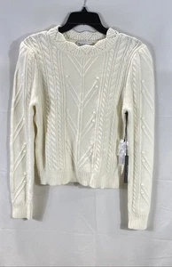 Michael Stars Women White Cable Knit Sweater Size M - Picture 1 of 7