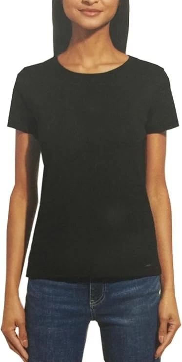 DKNY Women's Short Sleeve Crew Neck Organic Cotton Tee Black XL