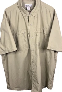 Duluth Trading Co Green Button Front Vented Fishing Short Sleeve Shirt Size XXL - Picture 1 of 17
