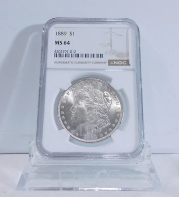 NGC PRICE GUIDE - $150!  1889-P  MORGAN Silver Dollar, NGC MS-64! - Image 1 of 4
