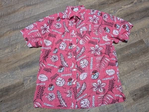 Wes and Willy Mens College Hawaiian Shirt Short Sleeve Button Up Vintage Large - Picture 1 of 4