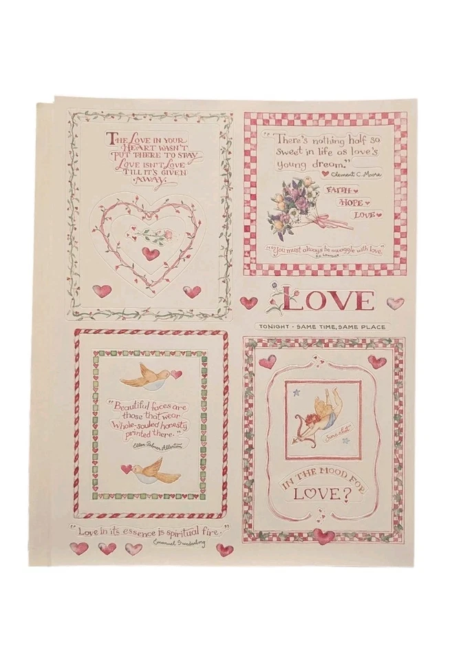 Susan Branch Sheets LOVE Valentine's Day Vintage Scrapbook Hearts - Image 1 of 1