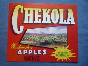 Vintage FRUIT Label CHEKOLA Congdon Orchards Yakima Wash. USA - Bild 1 von 3