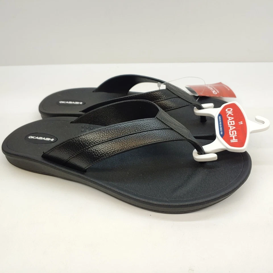 OKABASHI Black Voyager Flip Flop Sandals Made in USA | Size XL