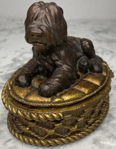 Caja de baratijas de resina de oveja perro de colección con color bronce y oro 4 tréboles de hojas - Imagen 1 de 23