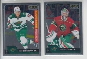 16/17 OPC Platinum Minnesota Wild 2 Cards w/RC - Dubnyk Eriksson Ek RC + - Picture 1 of 2