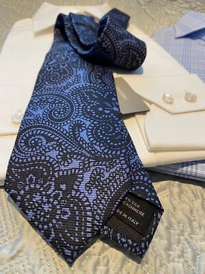 Tom Ford, corbata 100% seda, precio de venta sugerido por el fabricante - £ 180, cachemira azul, 8 cm de ancho (nuevo-) Foto 1 de 4