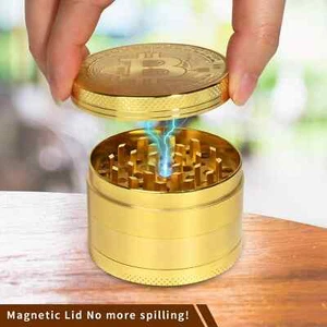 2.5 Inches 4 Layers Tabacco Bitcoin Style Dry Spice Herb Grinder Smoke Crusher - Picture 1 of 6