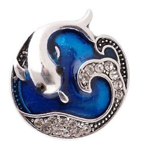 Snap Jewelry Dolphin Waves Enamel 18-20mm Fits Ginger Style Charms Accessories