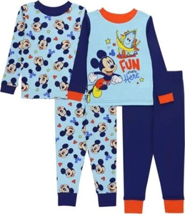 Mickey Mouse Toddler Boys 4pc Long Sleeve Pajama Pant Set Size 2T 3T 4T  - Picture 1 of 1