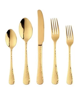 10-Piece Gold Plated-Flatware Silverware Set, Bisda Stainless Steel Cutlery - Picture 1 of 10