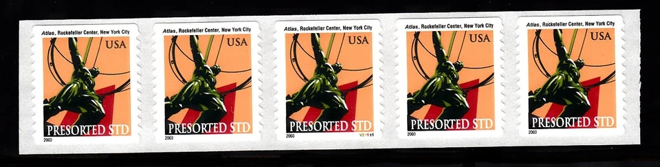 USA PNC SC#3770  ATLAS 10c. PRESORTED STD - SELF ADHESIVE-MNH - PL# V21111 - Image 1 of 1