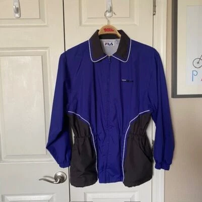 VINTAGE Fila Full Zip Jacket Windbreaker Indigo Blue/Black Color-Block Men Large - Image 1 of 4
