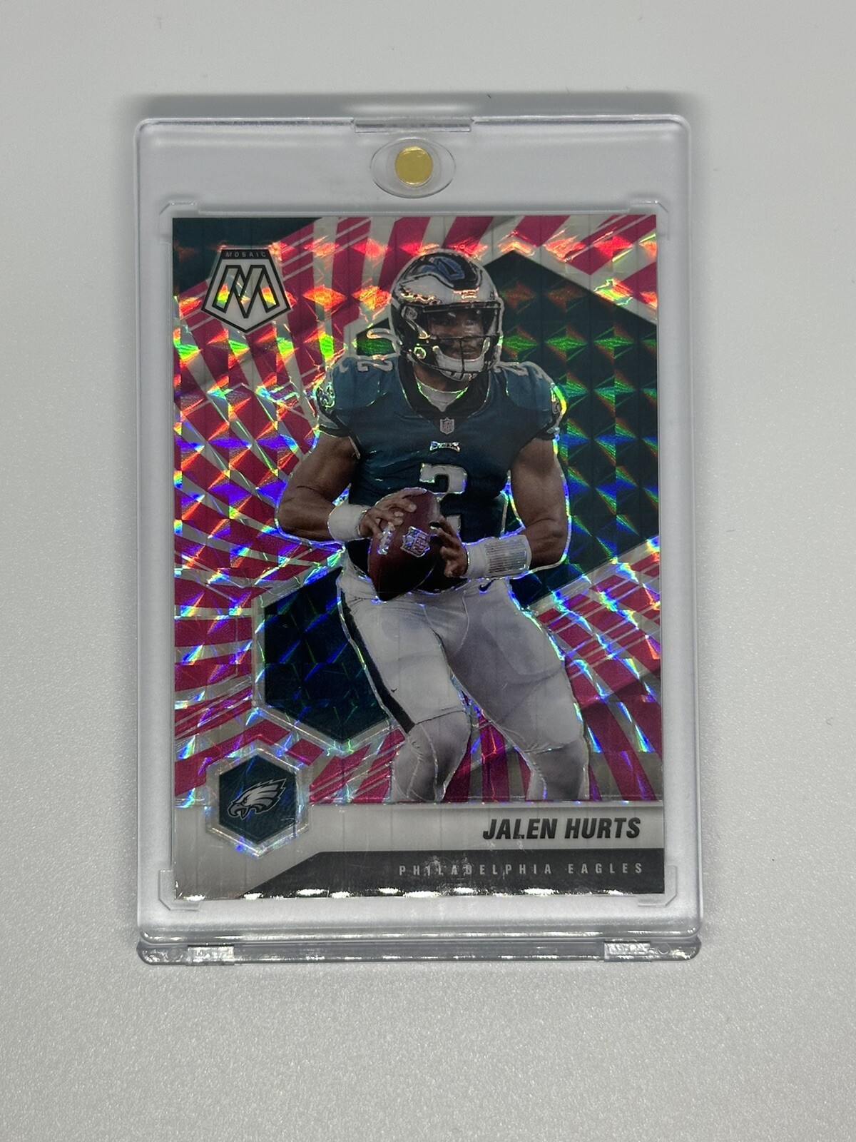 2021 Mosaic FOTL Pink Swirl Prizm 2/11 - Jalen Hurts - No. 160 Jersey Match