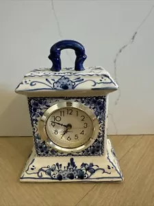 Delft blue, clock 8" high, 3.75” deep, 6 1/8”wide - Picture 1 of 6