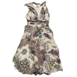 Rubber Ducky Productions Women’s Medium Y2K Mini Halter Dress Floral Boho Gypsy - Picture 1 of 6